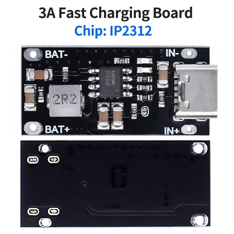 Type-C USB Input High Current 3A Polymer Ternary Lithium Battery Quick Fast Charging Board IP2312 CC/CV Mode 5V To 4.2V