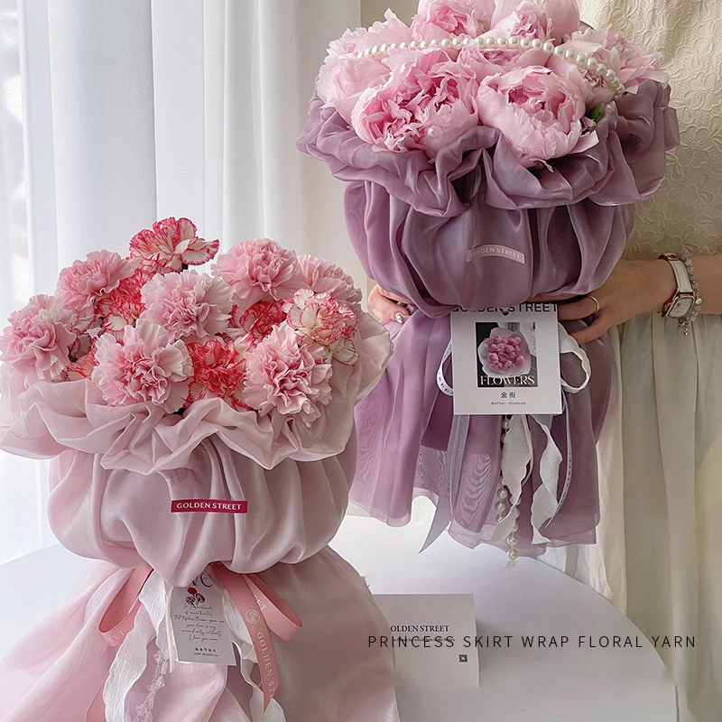 

Valentine's Day Princess Skirt With Lace Packaging Material Florist Bouquet Finished Product Flower Wrapping Fabric Wedding Deco