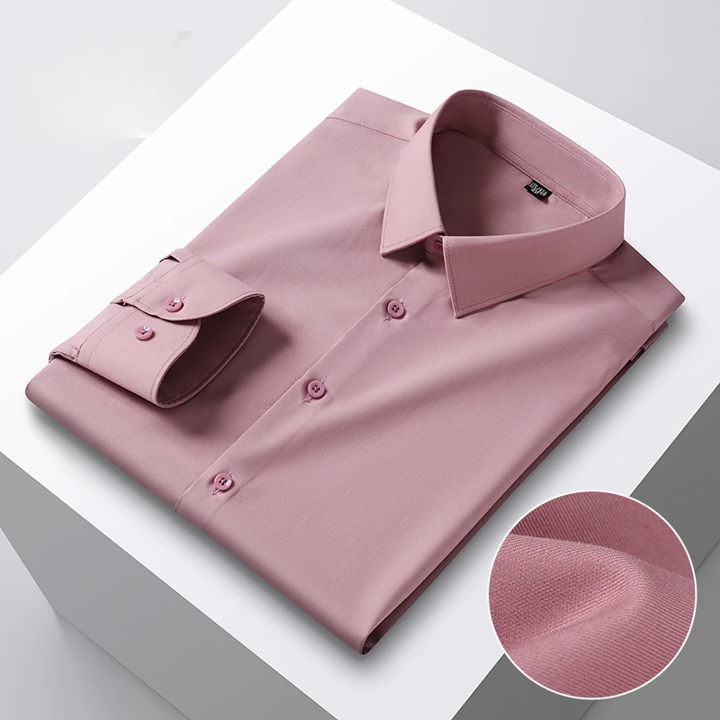 Hight qulity mulberry silk ModaL long-sleeve shirts for men slim fit formal shirt solid office clothes comfortable business tops