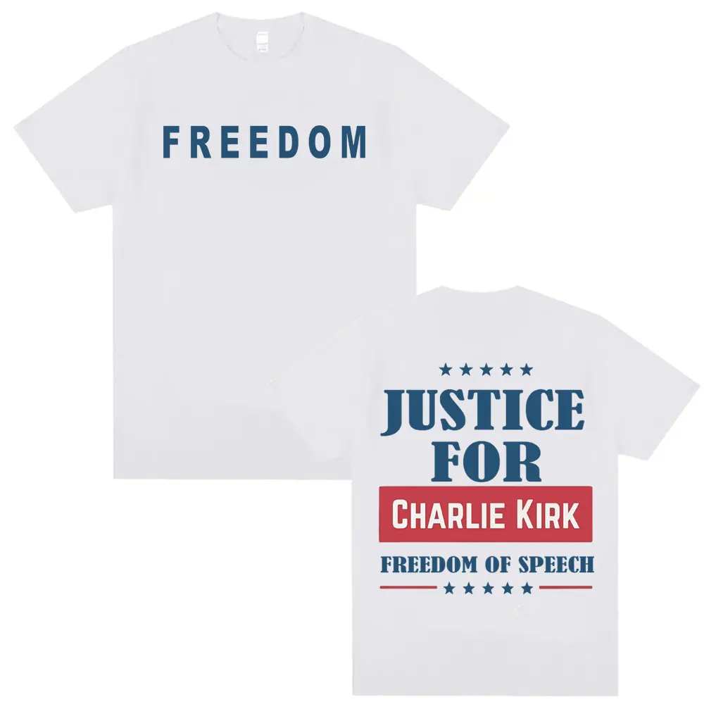 العدالة لتشارلي كيرك حرية الكلام تي شيرت الرجال النساء خمر موضة المتضخم تي شيرت عالية الجودة تي شيرت الشارع الشهير #2