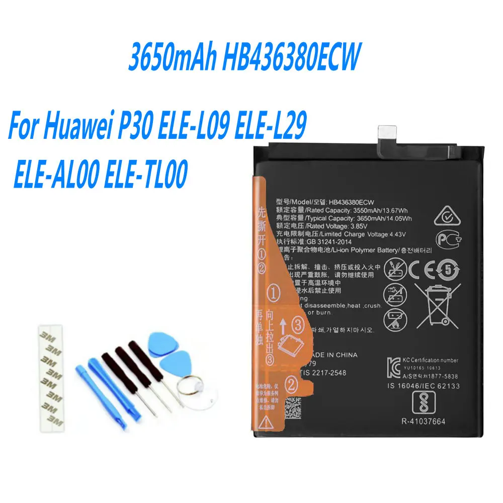 

Original 3650mAh HB436380ECW Battery For Huawei P30 ELE-L09 ELE-L29 ELE-AL00 ELE-TL00 Mobile Phone