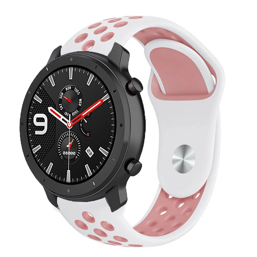 20/22mm Two-color Silicone Strap For Amazfit Cheetah Round/GTR 42 47mm Watchband For Amazfit Active 2/Balance 2 1/Bip 6 5 Correa