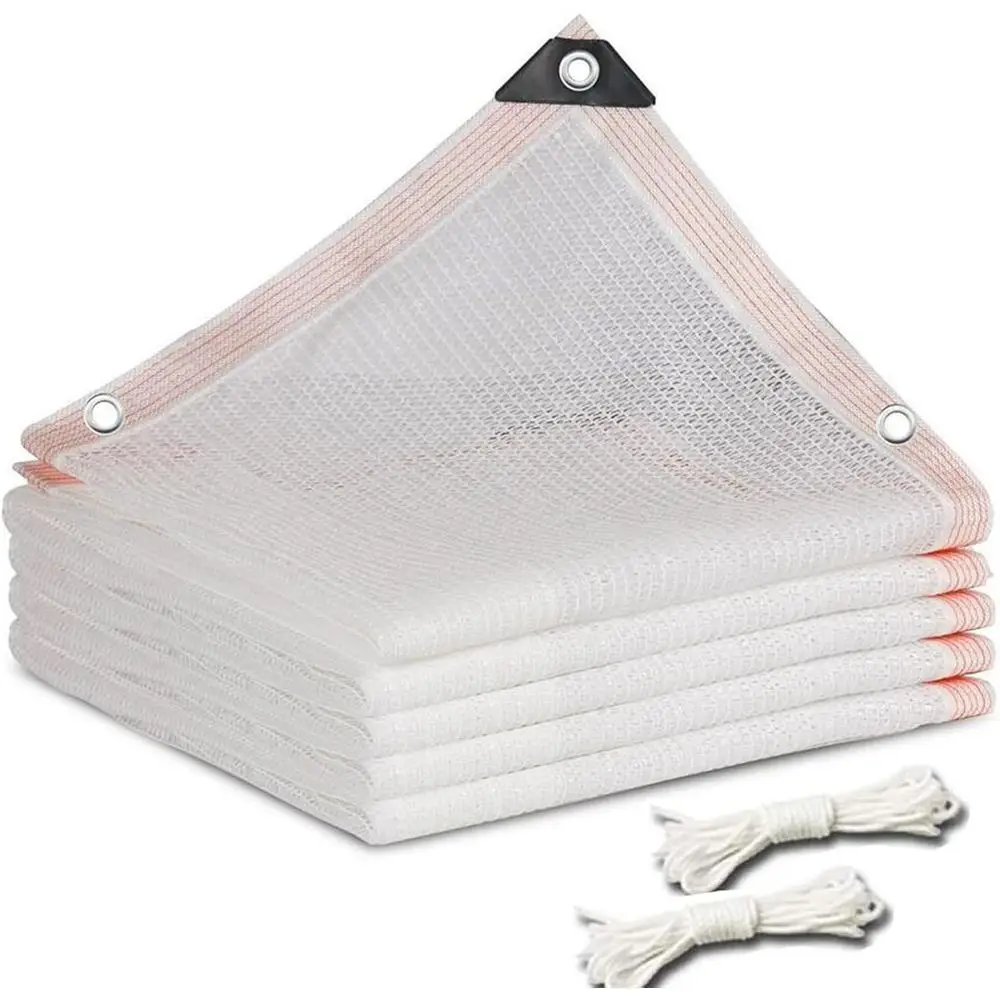 60% Sun Blockout Fabric with Privacy, Heavy-Duty HDPE Edge and Buttonhole, Easy to Set Up for Outdoor Spaces in White, 6' x 21'