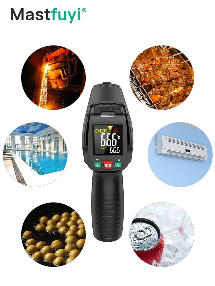 

MASTFUYI New Digital Infrared Thermometer -50~580℃ Non-Contact Laser Pyrometer For Industrial Use Gun Laser Temperature Meter