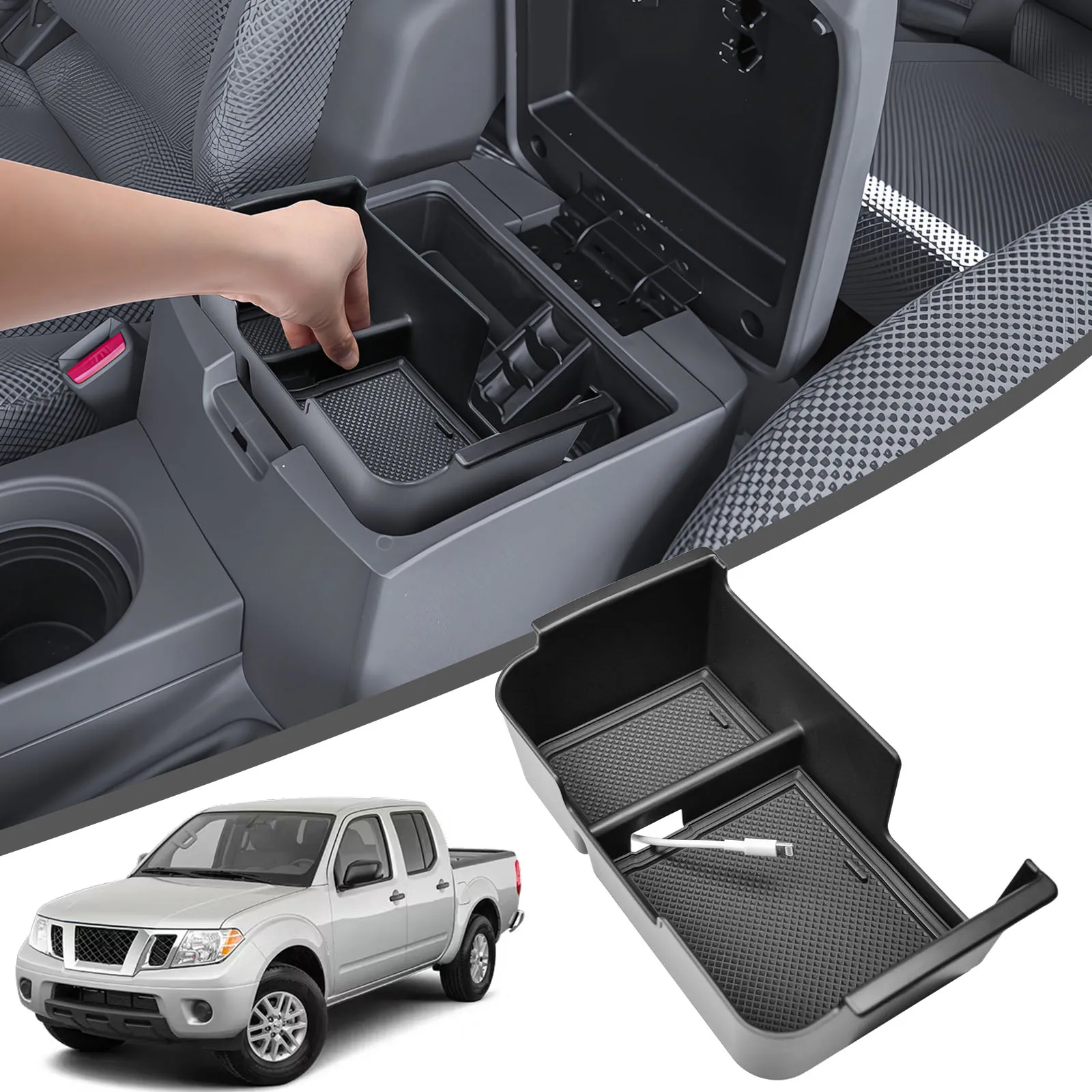 

Center Console Organizer Tray for 2005-2021 Nissan Frontier Armrest Storage Box Interior Phone Holder Secondary Storage Box Tray