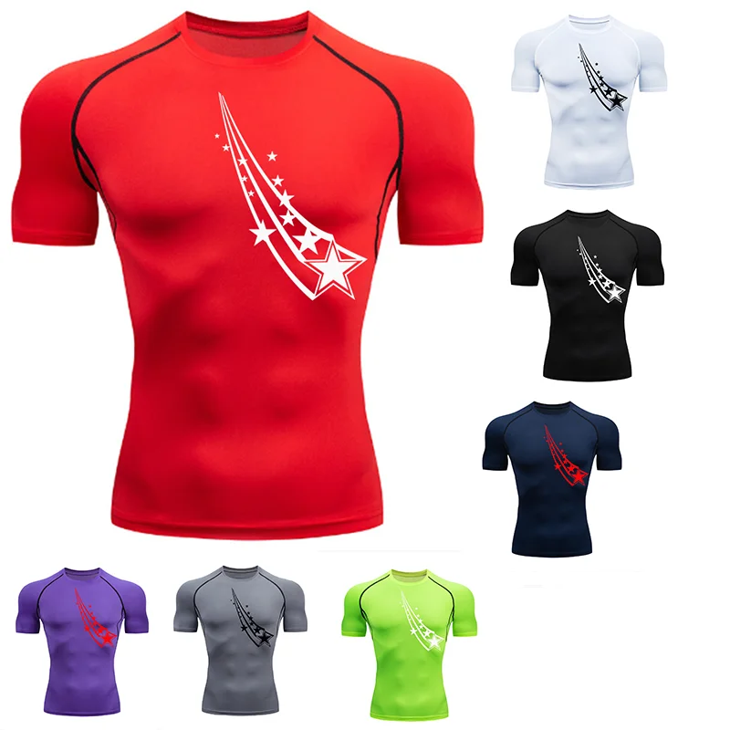 

Мужская компрессионная футболка с коротким рукавом, принт летучей мыши, спортивная, быстросохнущая, футболка для спортзала, майка для фитнеса, тренировок, эластичная футболка