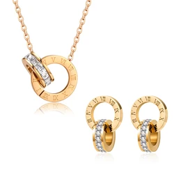 PAXA-Boucles d'Oreilles en Acier Inoxydable avec Chiffre Romain pour Femme, Collier Classique, Clip, Luxe, Élégant, Mode, ixde Mariage, Bijoux Cadeau