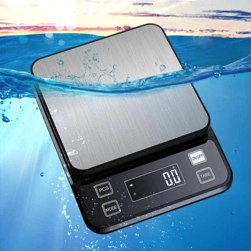 

3/5kg 0.1g Digital Electronic Kitchen Scale LCD Display Fully Waterproof Stainless Steel Measuring Weighing Baking Tool