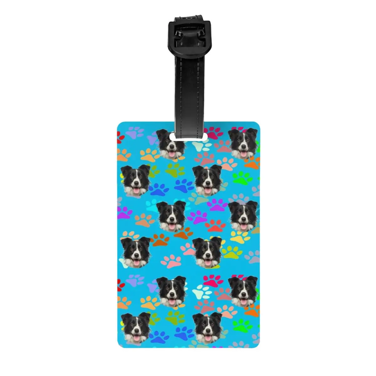 Funny Border Collie Dog Cute Paw Gifts Luggage Tag Custom Baggage Tags Privacy Cover Name ID Card