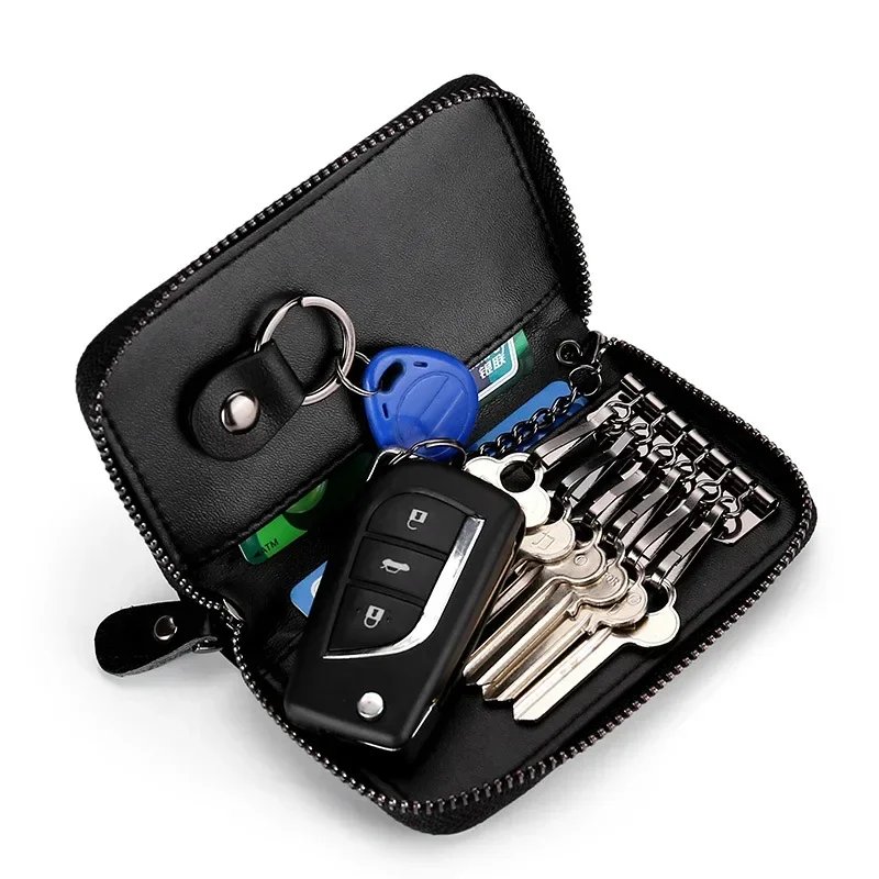Brelok z prawdziwej skóry Unisex futerał na klucze wielofunkcyjny Organizer portfel etui inteligentny gospodyni mały samochód etui na klucze etui na klucze — zdjęcie 6