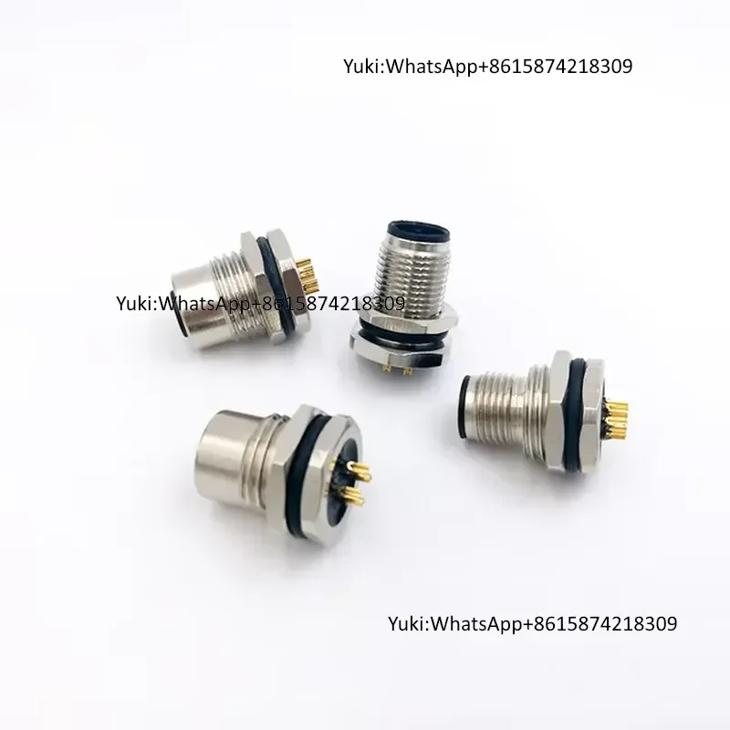 Factory Direct M12 Sensor Connector a Coded 5 8 12 Pin Front Mount Threaded Flange Socket Male Plug IP67 Compatible Turck OEM