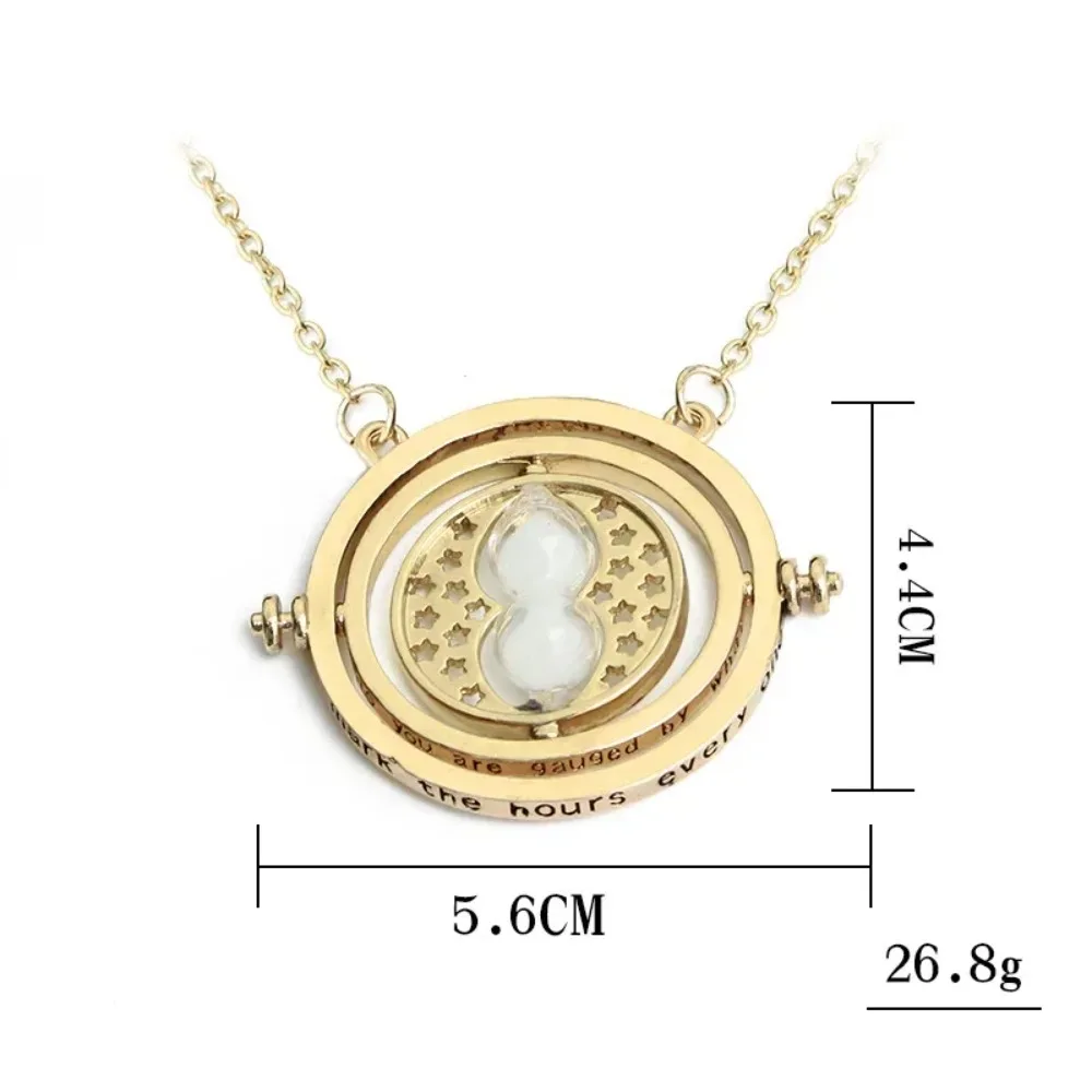 Harry Potter Necklace Time Turner sorting hat Platform Snitch Time Timer Hourglass Necklace 360 Rotating Cosplay Magic Props view 3