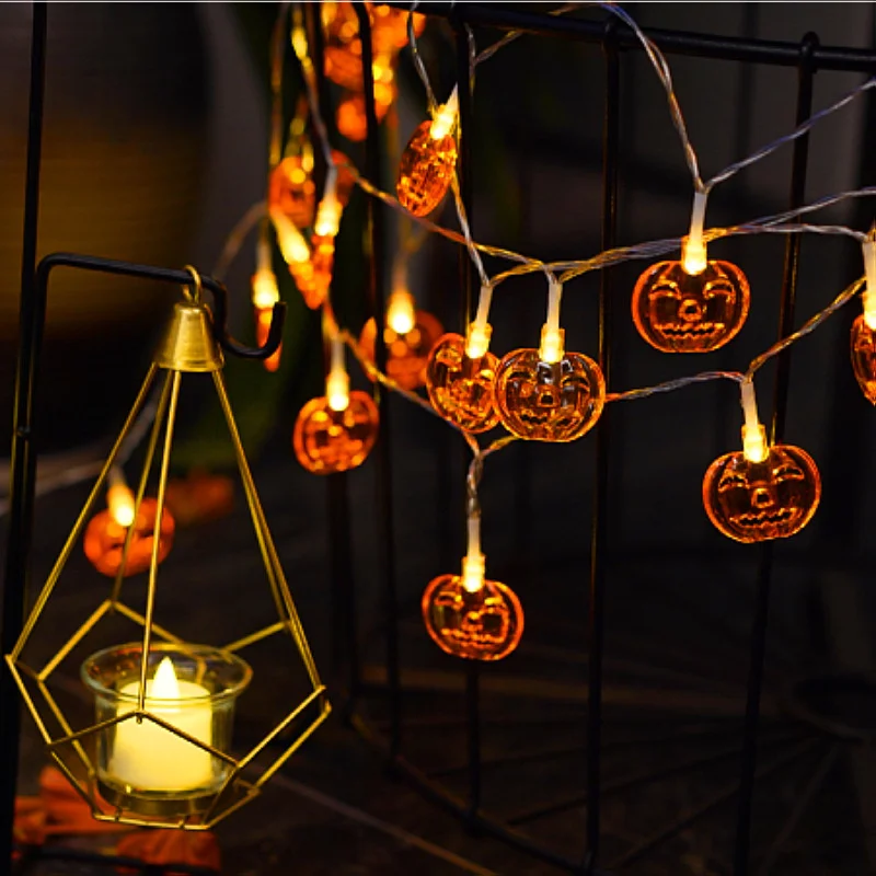 Guirnalda de luces Led de calabaza con USB, decoración navideña, ambiente interior, batería para habitación de niña, Halloween, impermeable, Año Nuevo, 078