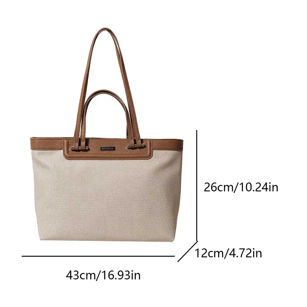 Women Canvas Tote Bag Solid Color Shoulder Bag Top Handle Work Bag Satchel Bag for Travel Shopping