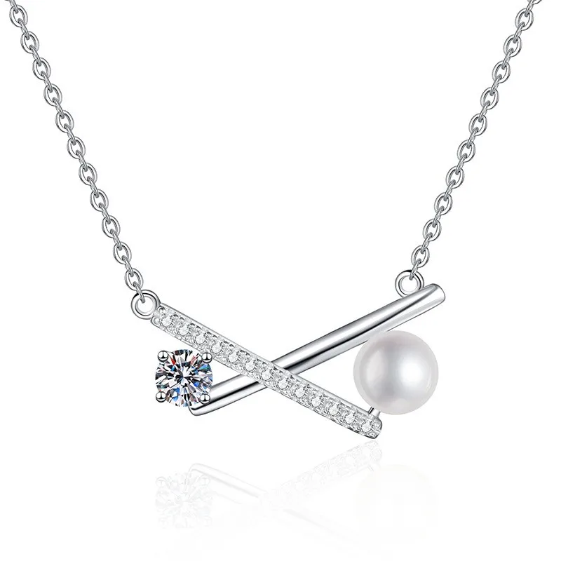 

XL201 Lefei модное роскошное модное классическое муассанитовое ожерелье с жемчужным крестом для женщин с подвесками s925 серебряные украшения подарок на вечеринку