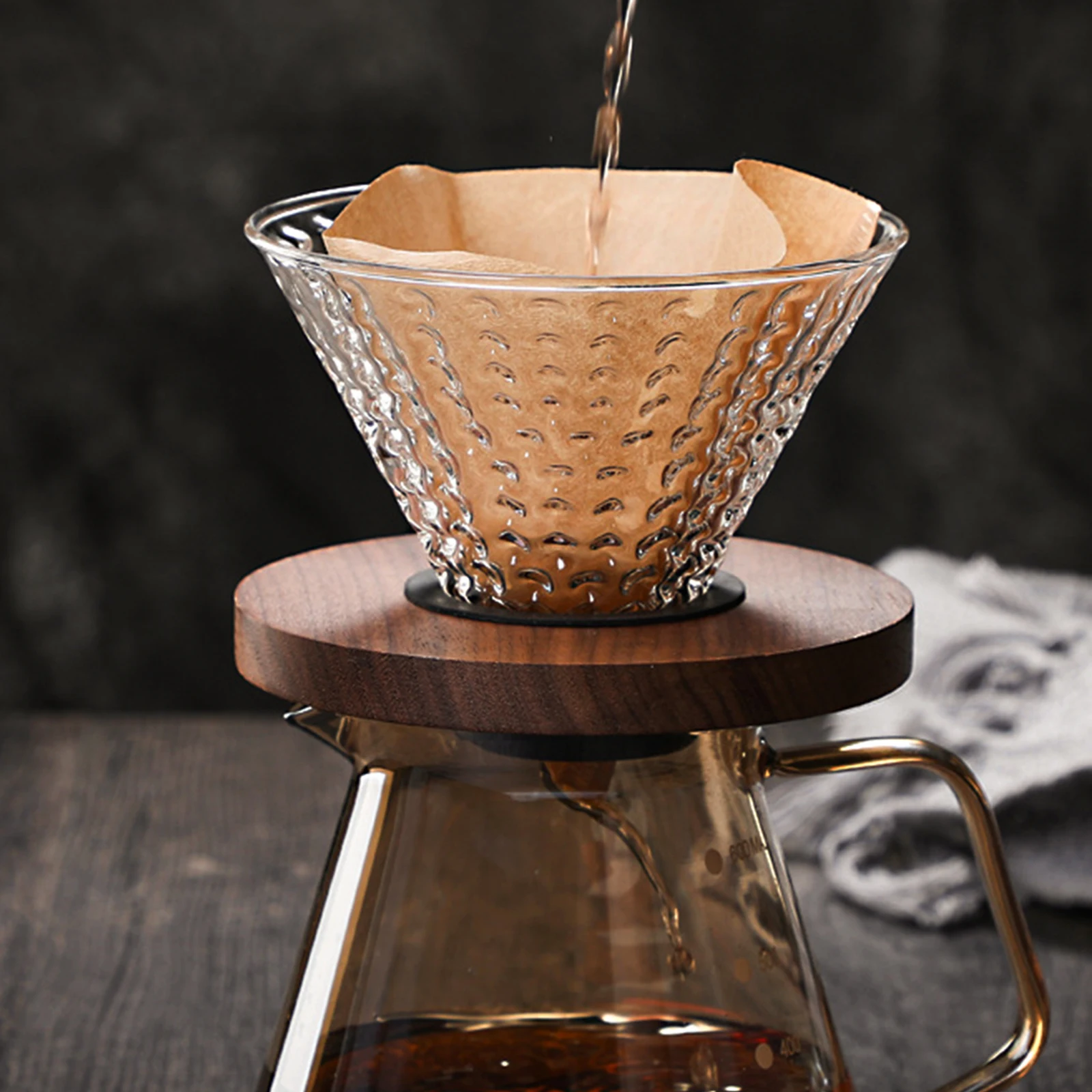 

Coffee Filter Glass Filter Cup Funnel With Wood Tray Glass Funnel Wood Tray Reusable Travel Cup Practical Coffee Pot