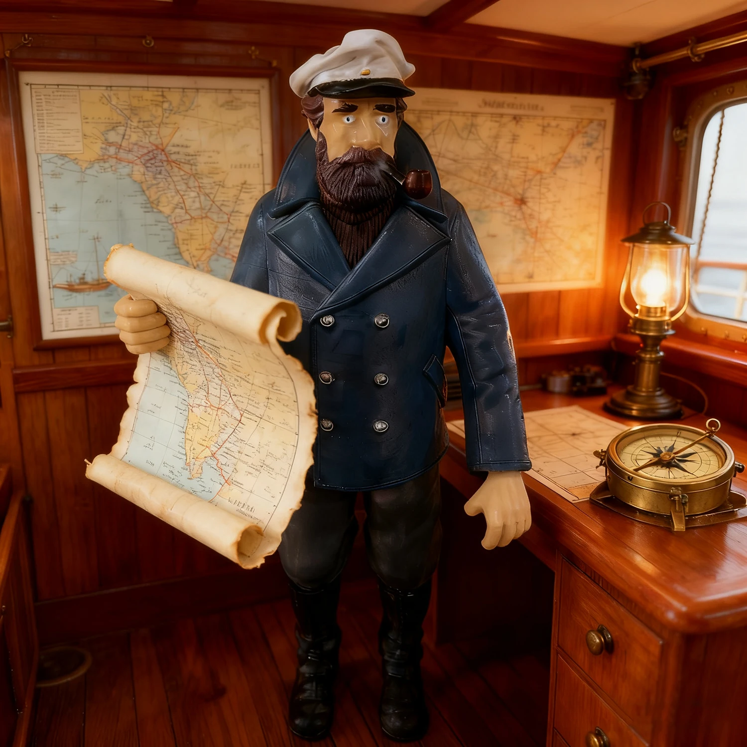 โมเดลจำลองเรือขนาด 1/18 รูปปั้นกัปตัน พิมพ์ 3 มิติ อุปกรณ์ประกอบฉากอเนกประสงค์