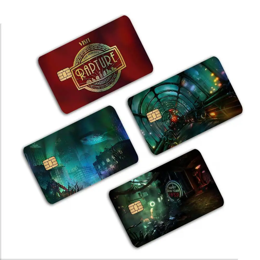 Autocollants de carte bancaire modernes et brillants au laser, style rétro B-Bioshock R-Rapture, pour la décoration quotidienne et la mode