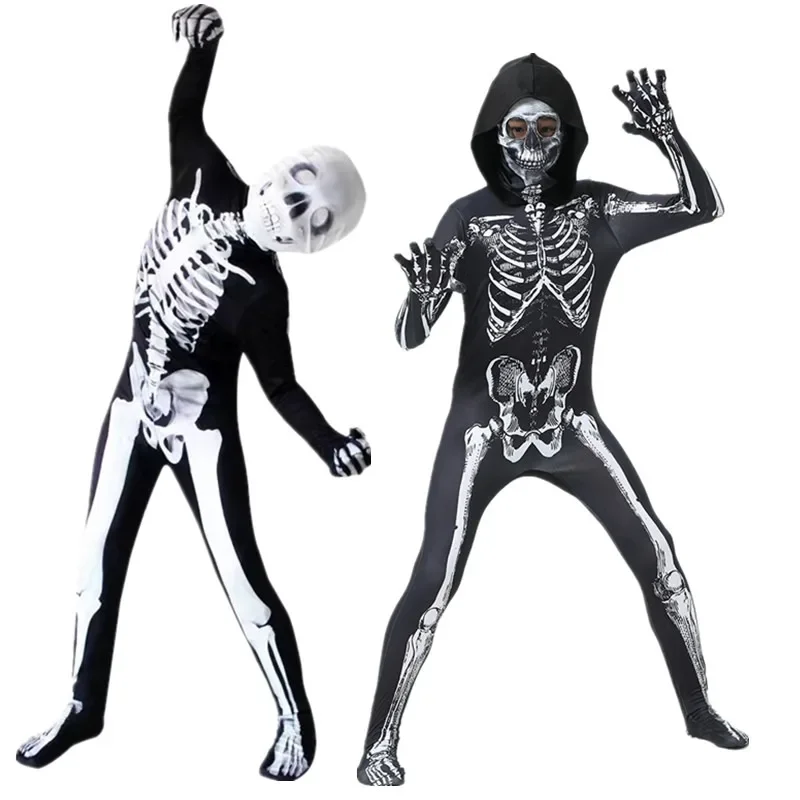 Kerst Enge Zombie Kostuum Skelet Skull Cosplay Kostuum Halloween Kostuum Voor Kinderen Volwassen Carnaval Feest Verkleden