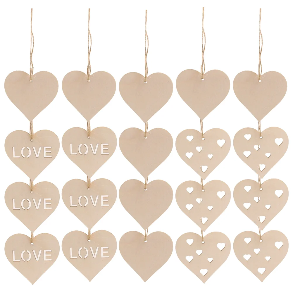 30 Pcs Wooden Heart Pendant Personalized Decor Hearts Signage Embellishments Small Unfinished