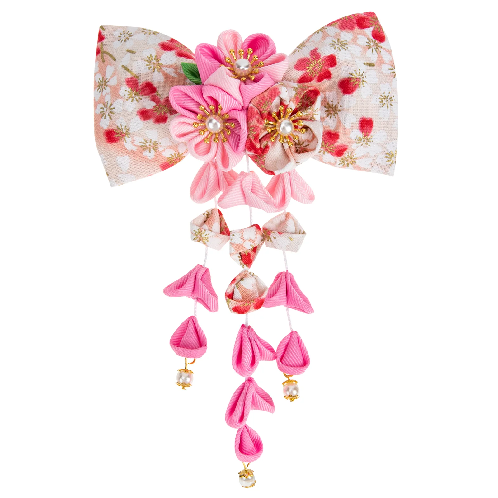 

Japanese Style Hairpin Tassel Accessory Barrette with Bowknot Shape Japanese-style Flower Ornament Cotton Headdress Exquisite