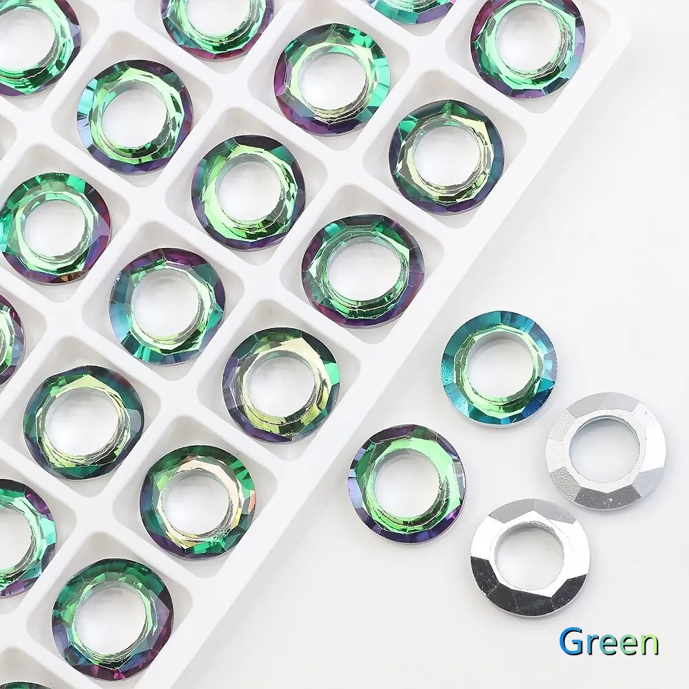 2PCS Crystal Round with Big Hole 14/20MM AB Ring of Angle Spacer Glass Flat Jewelry Making DIY Accessories Necklace Beads