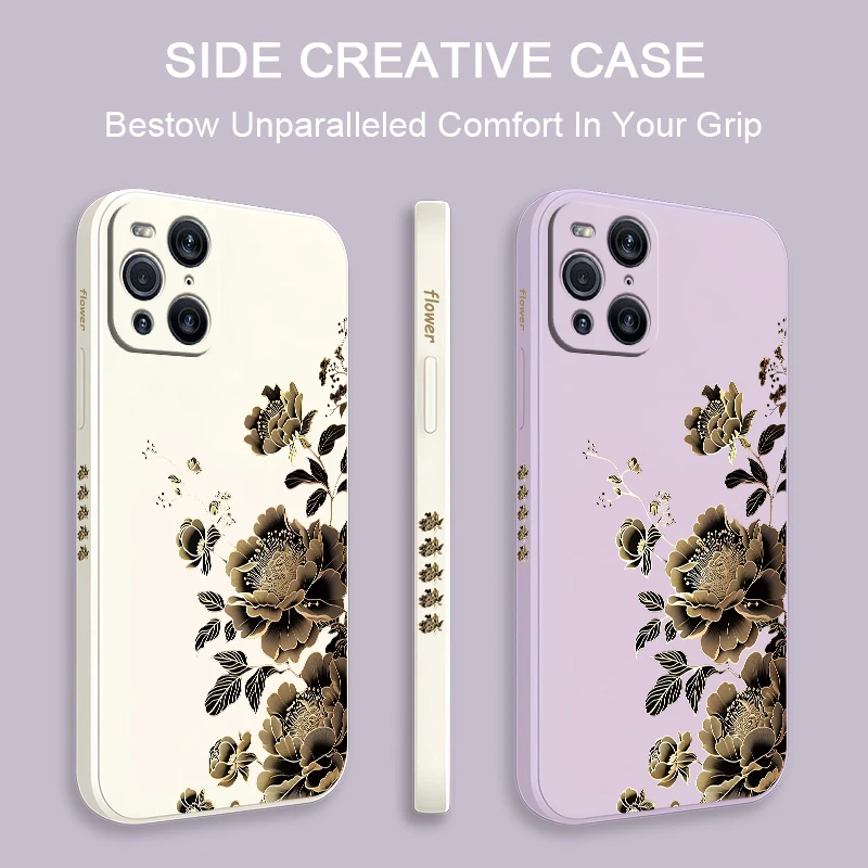 INS Cute Golden Flowers Phone Case For OPPO F7 F9 F11 F21 F15 F17 F19 F19S Pro Silicone Soft Shockproof Bumper Back Cover Coque