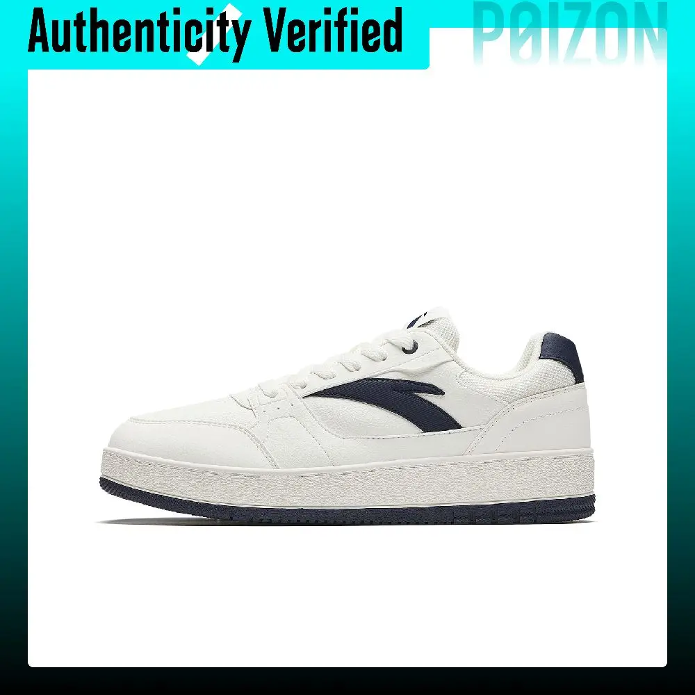 Anta First Year Abrasion Resistant Height Increasing Low top Skateboard Shoes Men's Ivory White/navy Black 912548068-7
