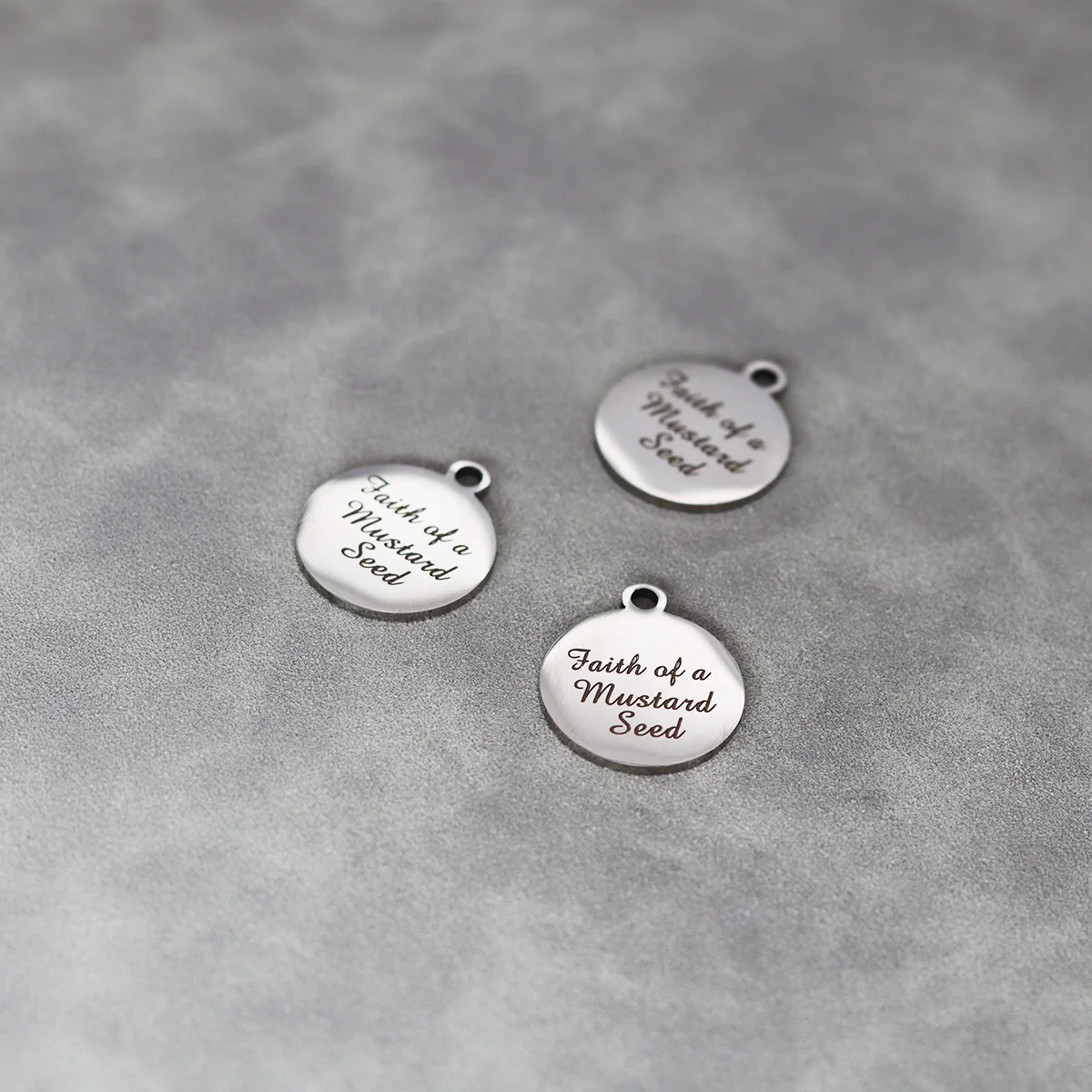 3 قطعة/الوحدة الإيمان من بذور الخردل الفولاذ المقاوم للصدأ الليزر محفورة كلمة سحر عالية البولندية مرآة سطح قلادة اليدوية الحرفية #2