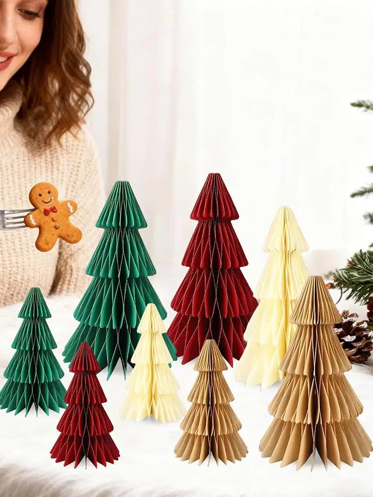 

Paper Christmas Trees 8-Piece Table Centerpiece Christmas Tree Table Decorations For Holiday Winter Home Office Kitchen Room
