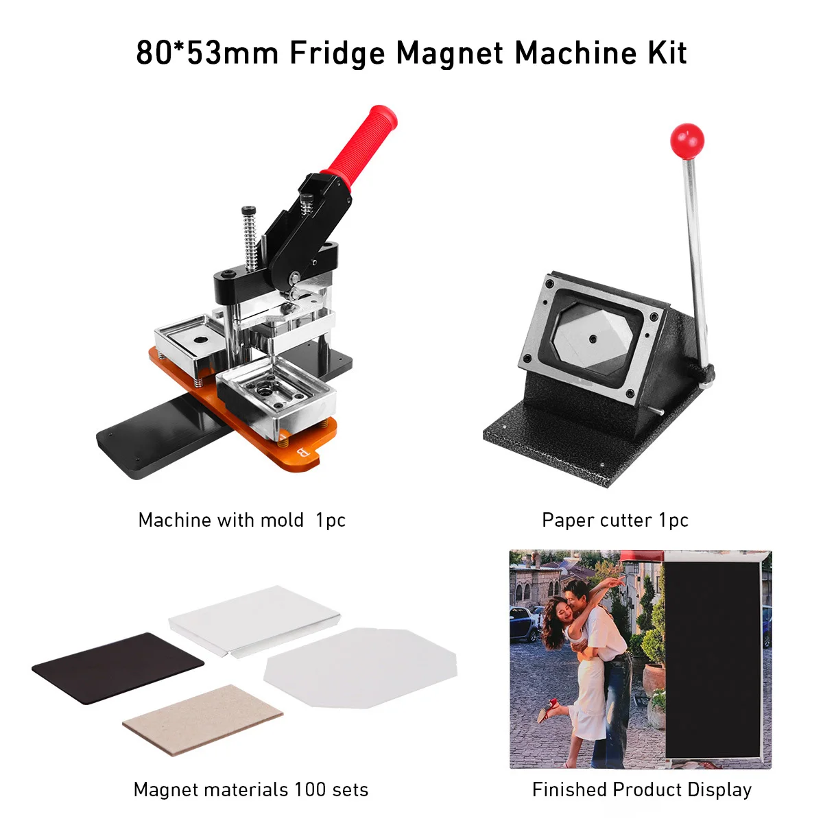 80*53mm Magnet Badge Pin Making Machine Combo Set Rectangular Fridge Magnet DIY Suitable for Advertising Agencies