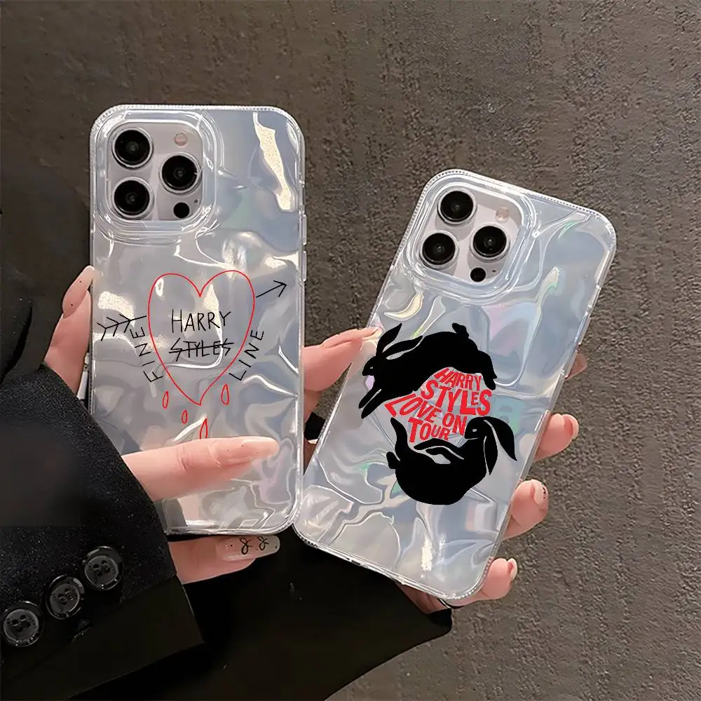 Funda de teléfono Love On Tour Harrys de estilos bonitos para IPhone 17 16 15 14 13 12 Pro Max, funda brillante colorida con patrón de tela de seda