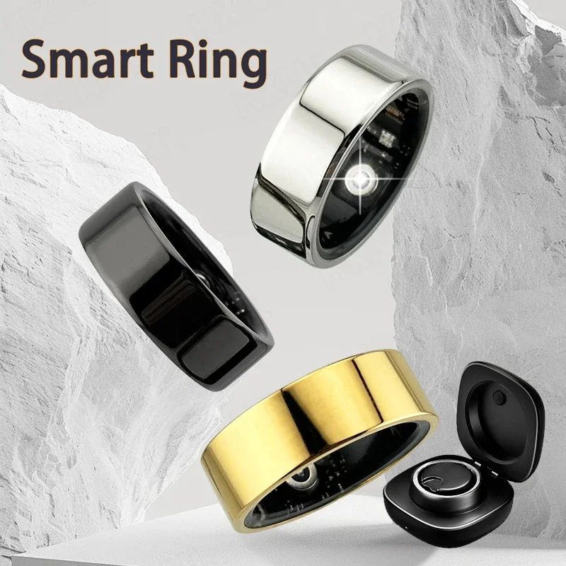 

New Men's Smart Ring Heart Rate Blood Pressure Blood Oxygen Temperature Sleep Calories Health Multilingual Fitness Tracker Rings