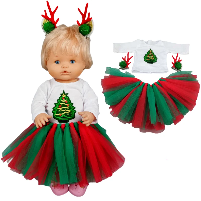 17 inch baby doll dress Christmas tree for 40cm Nenuco Ropa y su Hermanita doll red green skirt doll clothing