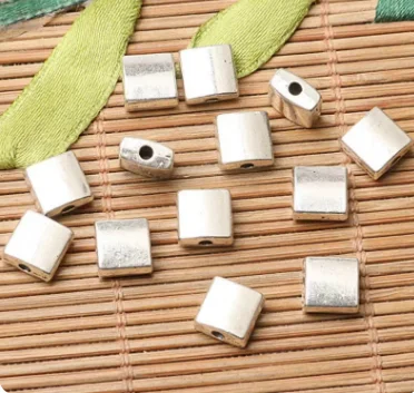 

20pcs 7x7x3.5mm,hole1.1mm Alloy matel charms tibetan silver square shaped spacer beads HWH0057