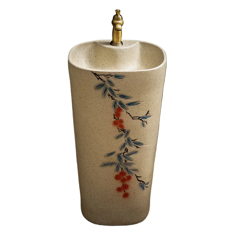 

Ceramic pillar type washbasin Balcony pillar basin Floor type integrated pool Household washbasin