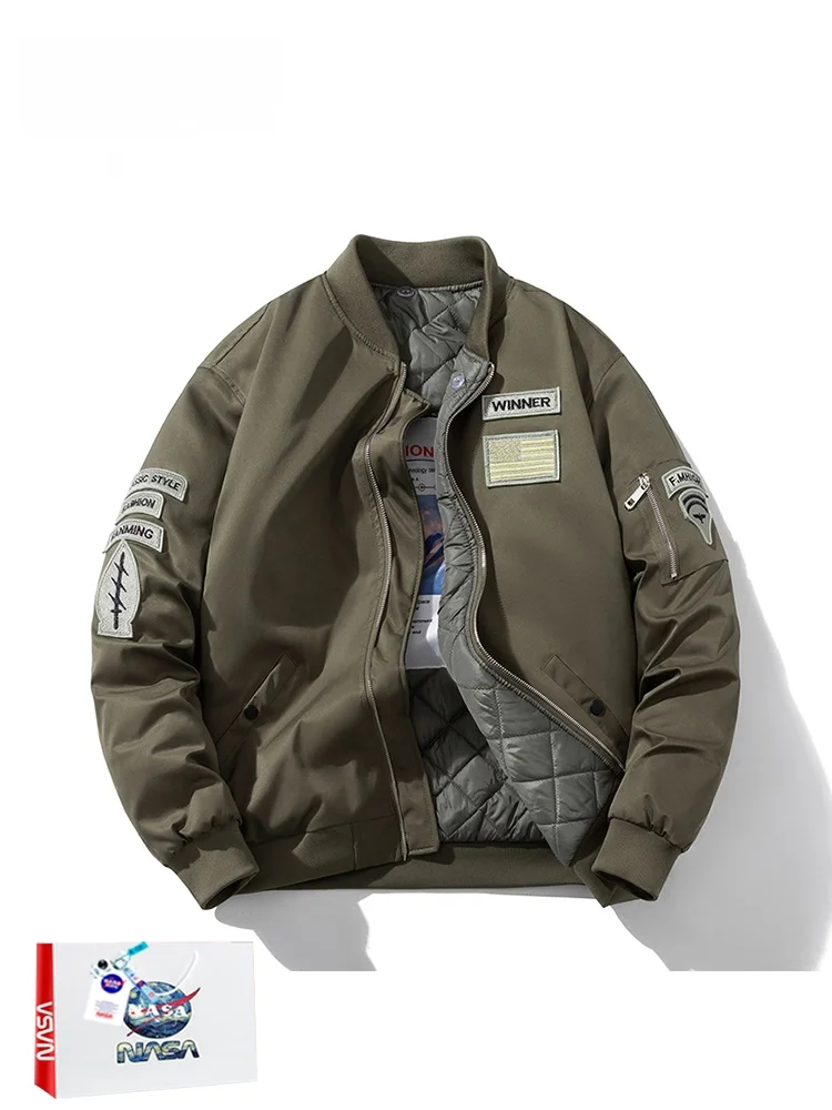 

Thiened Cotton Jaet American Street Sle Baseball orm Loose ex Couple Match Jaet Outerwear for Autumn Winter