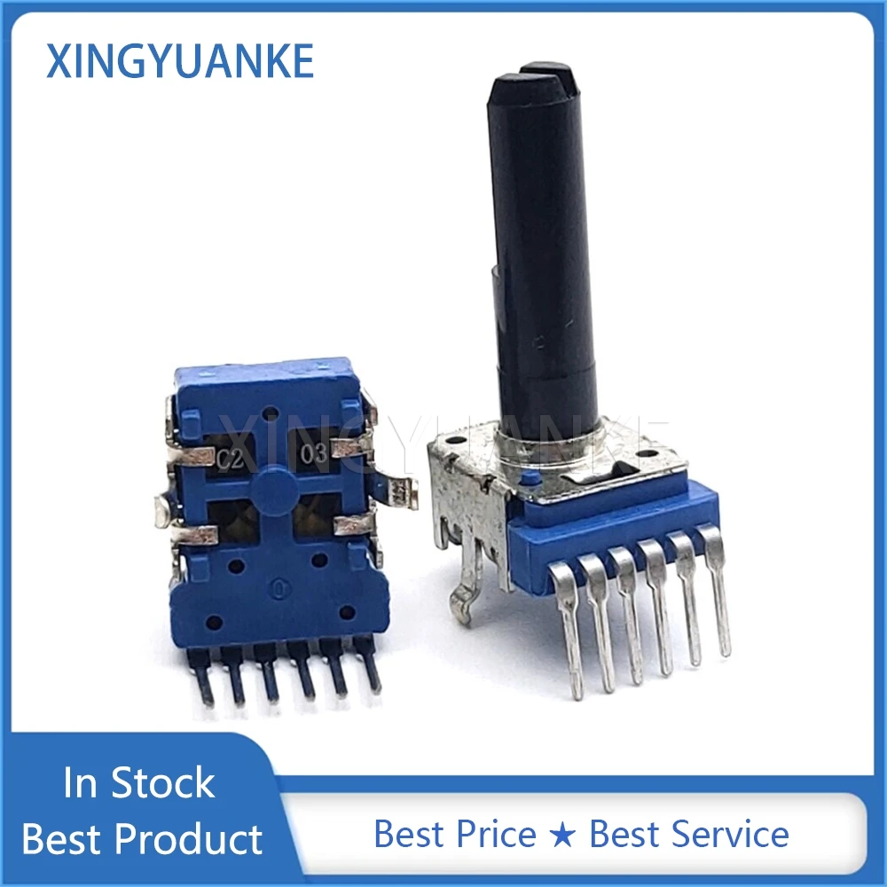 2PCS RK12 Type Vertical Double C20K C203 With Center Positioning Mixer Volume Adjustment Potentiometer 6-Pin D Shaft Length 24MM