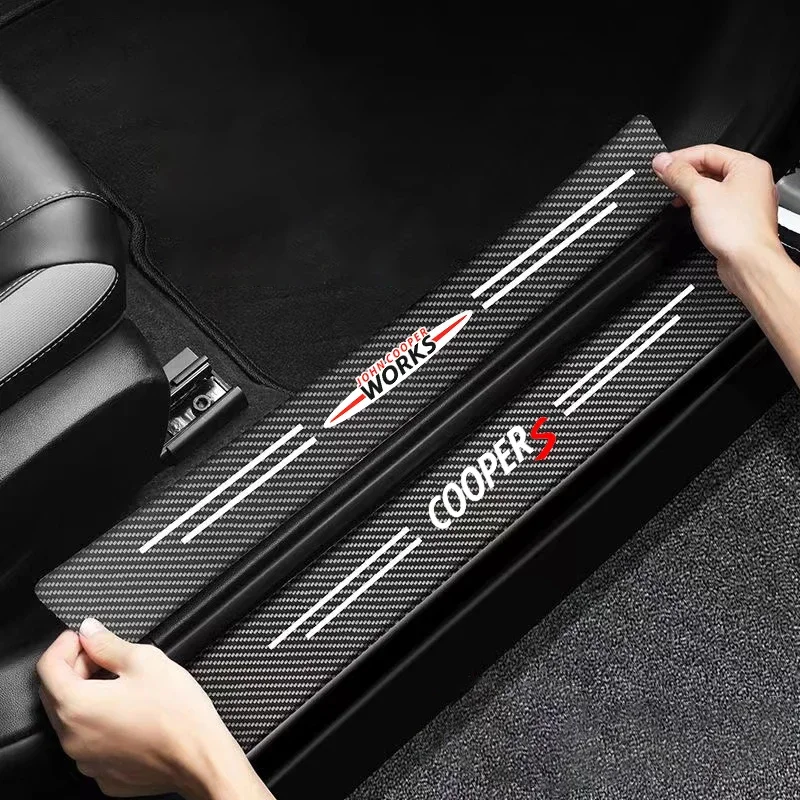 

4Pcs Car Door Sill Protector Plate Threshold Anti-Scratch Stickers for Mini Coopers R56 R50 R51 R52 R53 R52 R55 R57 R58 R59 R60