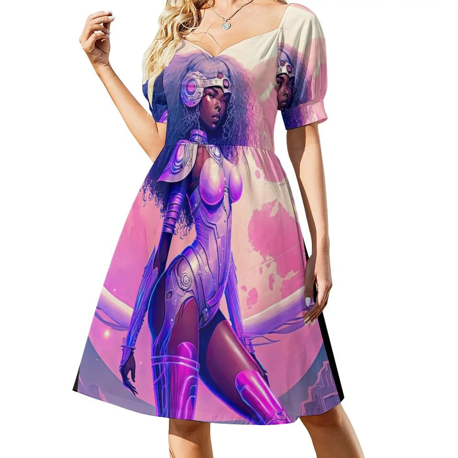 

Woman drawing in scifi look Sleeveless Dress dress korean style Summer dresses for women Beachwear