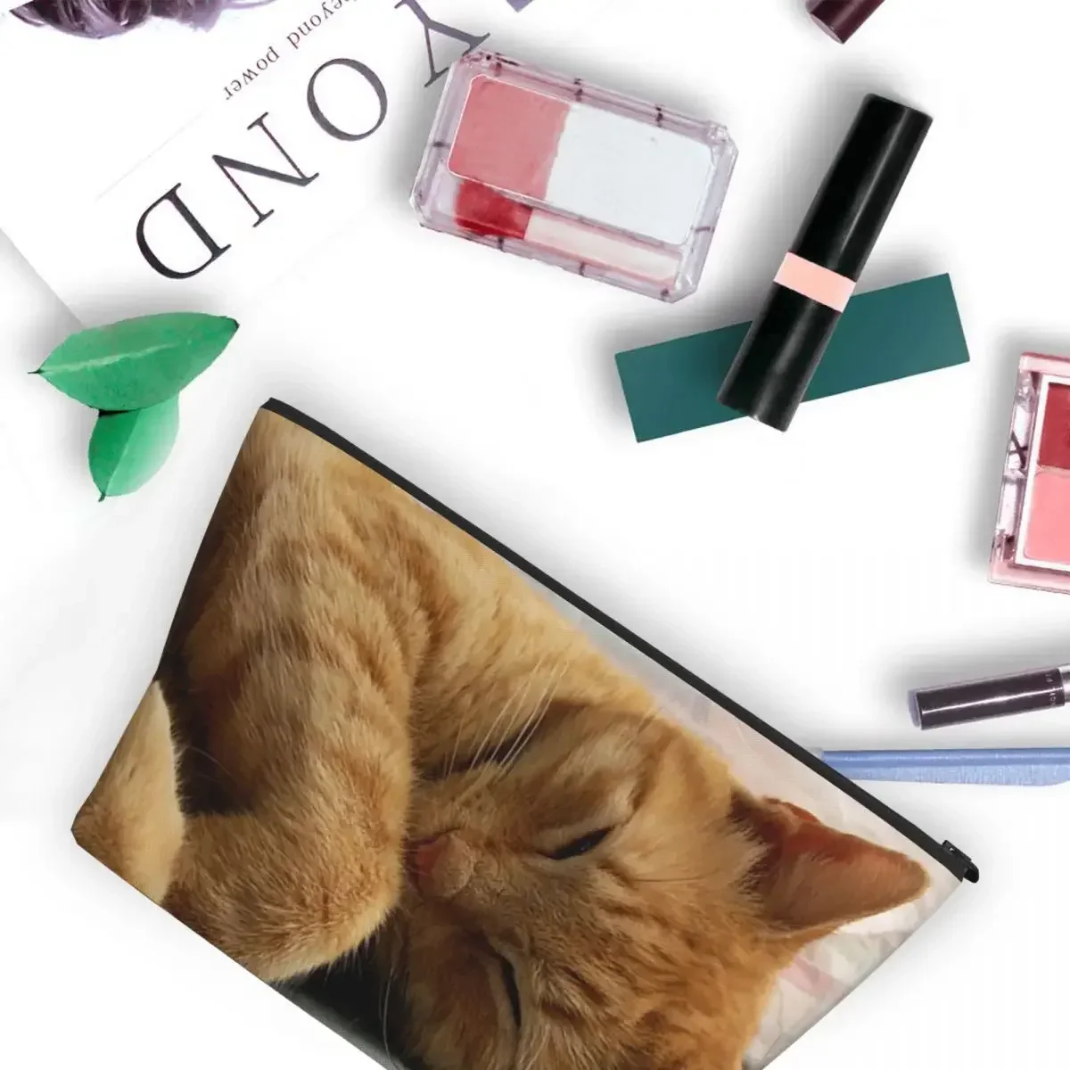 Ginger Cat Sleeping Women Cosmetic Bags Travel Makeup Organizer Pouch Toiletry Storage Dopp Kit Case