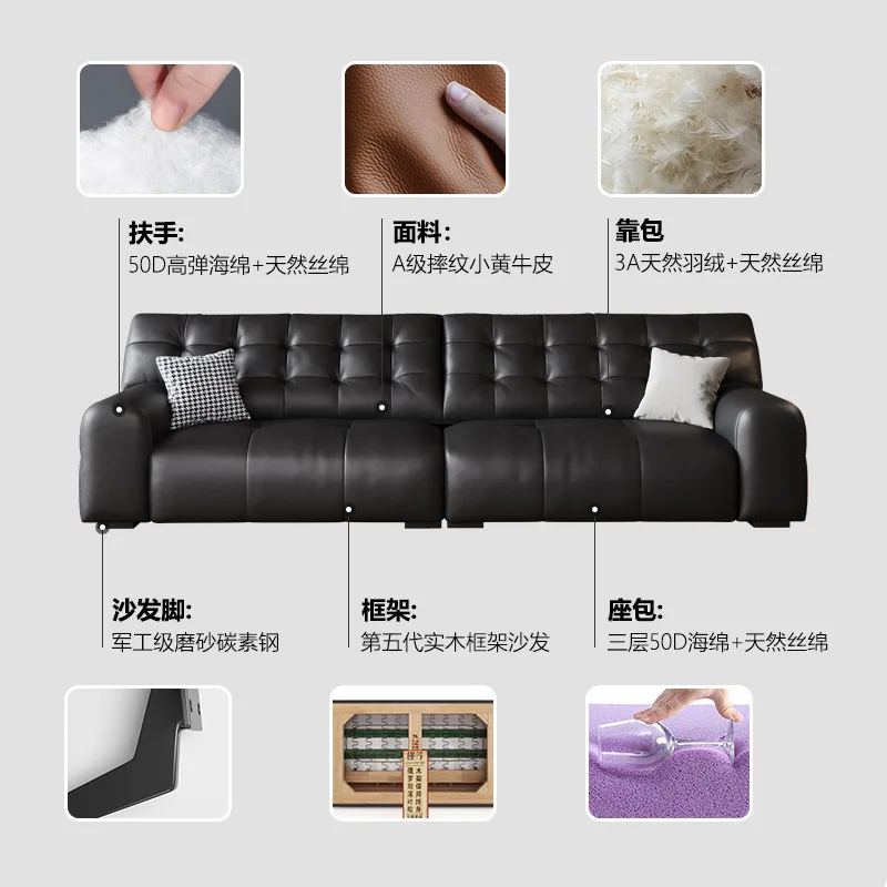 Italienisches minimalistisches Ledersofa