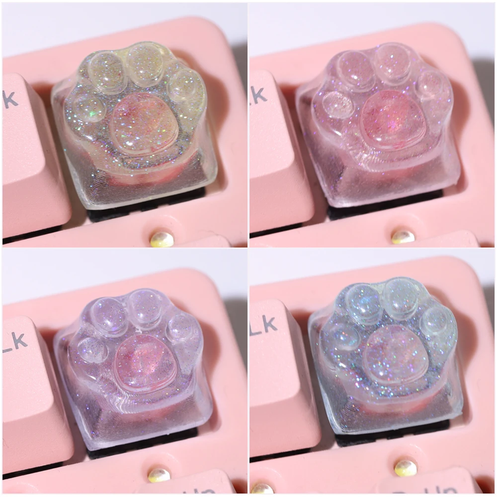 

1Pcs New Hot Sale Translucent Cute Cat Claw Keycap Cross Axis Mechanical Keyboard Resin Keycap Decoration Accessories