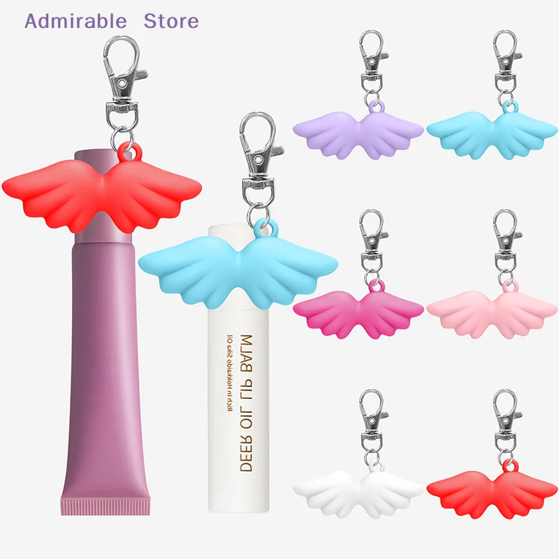 wDurable Silicone Lip Balm Keychain Cap Bag Pendant Key Ring Lipstick Storage Cap Makeup Tool Accessories Lip Gloss Keychain Cap