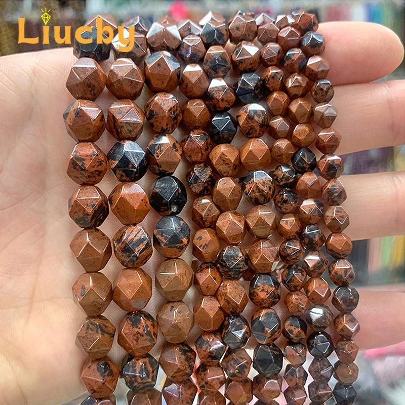 Naturstein, facettierte, goldfarbene Schwanen-Diamantperlen für die Schmuckherstellung, DIY, klassischer Stil, Accessoires, Ohrringe, 15' Strang, 6/8/10 mm. – Detail 7