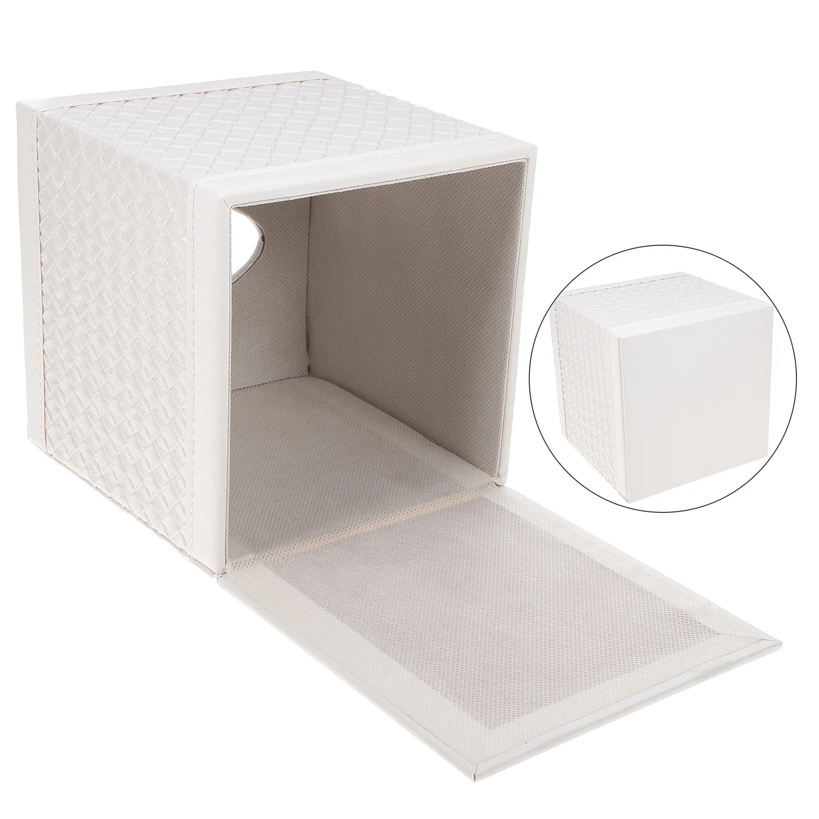 

1pc Pu Tissue Box Square Handmade Decorative Holder For Bathroom Office Home Mdf Wood Inside Tissues Organizer