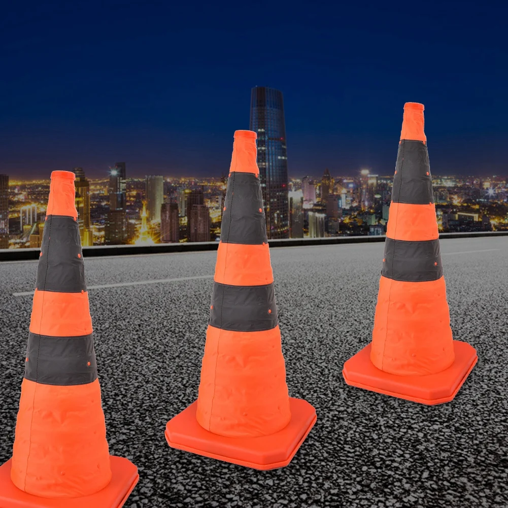 ZK40 70cm High Quality Road Traffic Collapsible Road Cones With Reflective Strip Safety