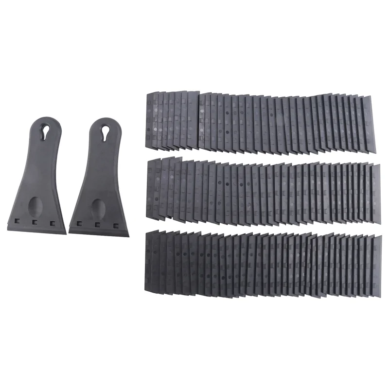 

BAAJ-2 шт. скребок с 100 шт. пластиковыми лезвиями с одной кромкой, очень большой скребок черного цвета для удаления пятен краски