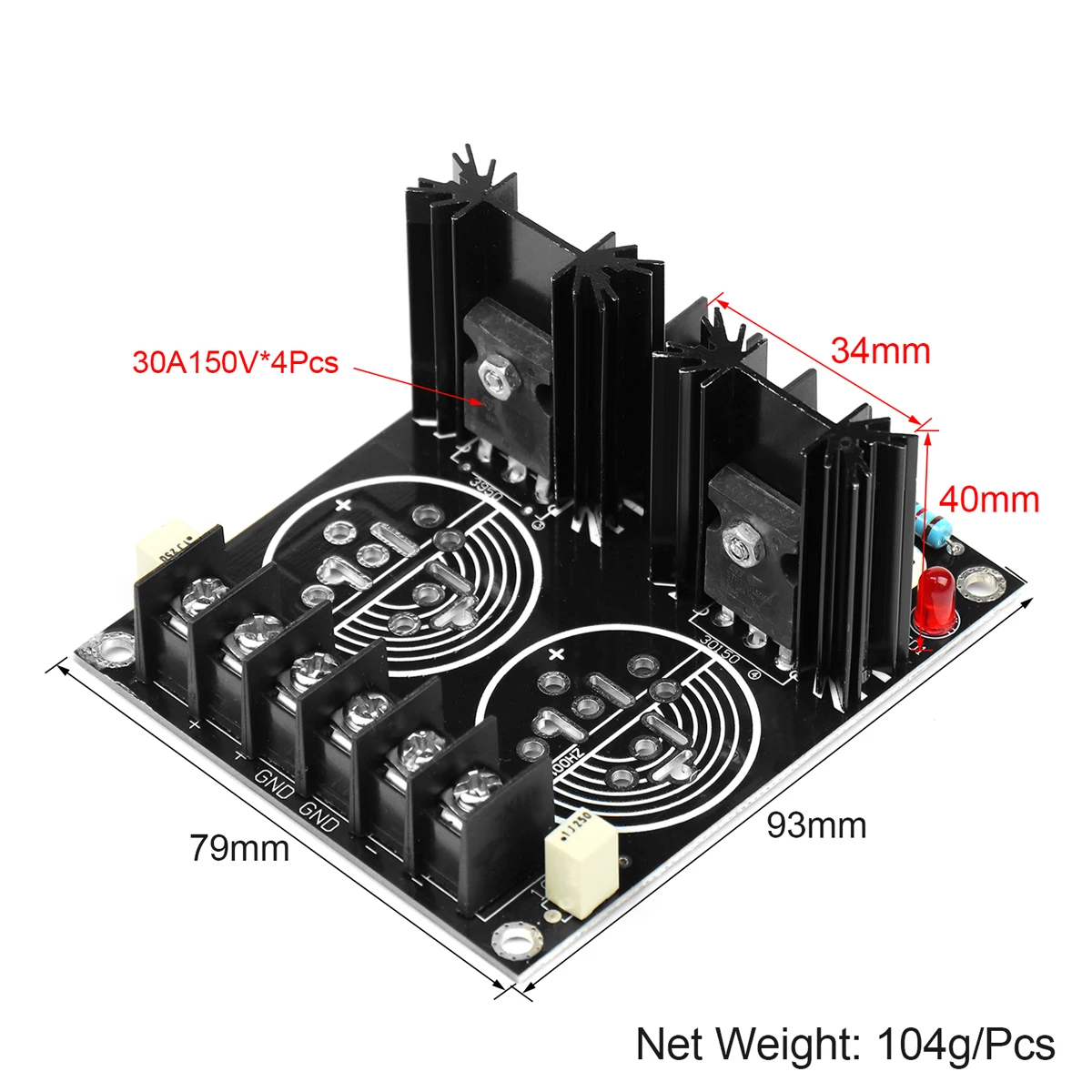 Imagem -05 - Schottky Retificador Filtro de Potência Amplificador Retificador 120a Placa Fonte Alimentação Faça Você Mesmo Alto-falante Amp 120a Dupla Potência 80x95 mm