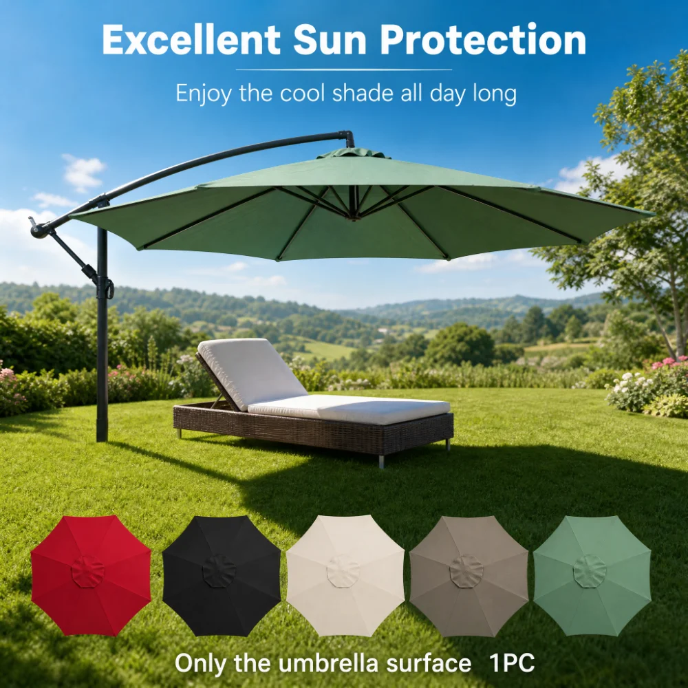 6/8 Rib Polyester Sunshade Cloth Outdoor Patio Umbrella Surface Replacement Cloth Rainproof Sunshade Cloth